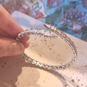 Stainless Steel Luxury Designer Style Cubic Zirconia Adjustable Bracelet